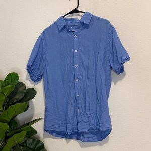 Men's Casual Blue 100% linen Button-Down Shirt Porter & Ash L